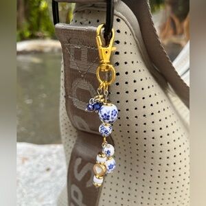 Elegant Blue and White Keychain Accessory